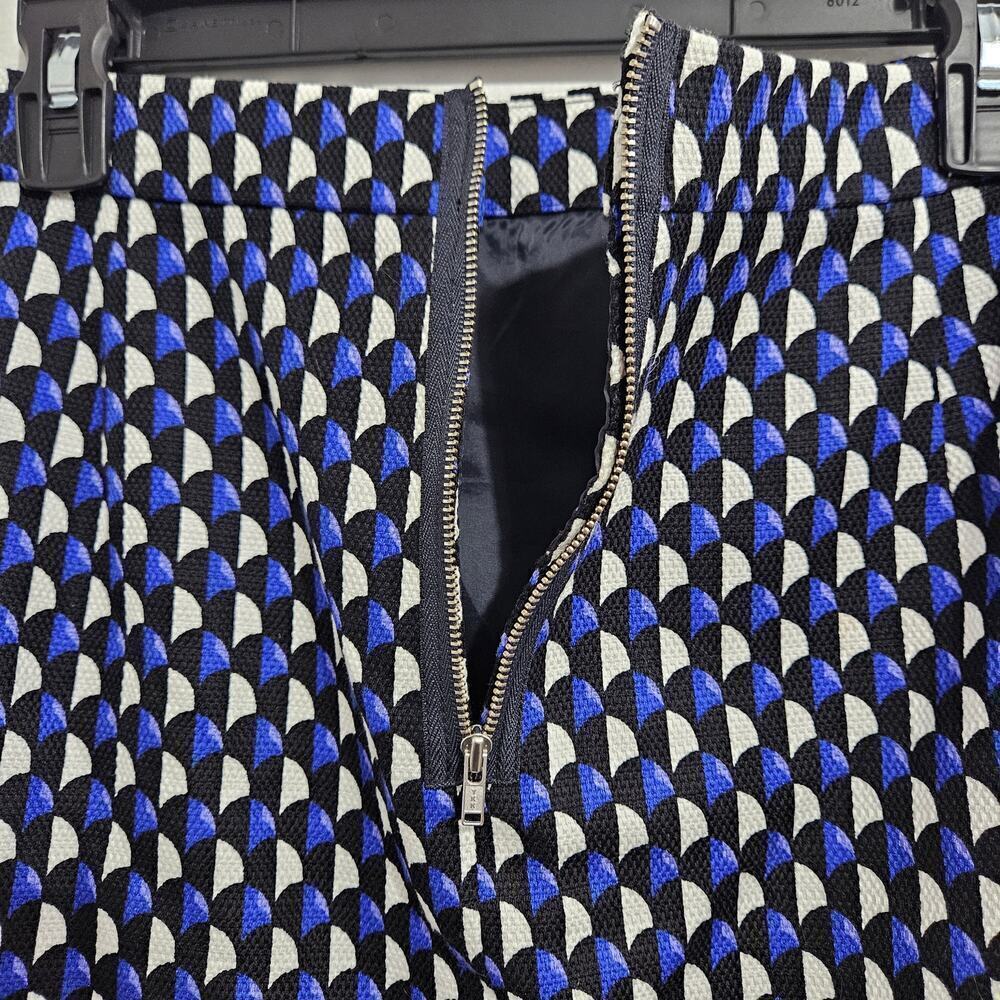 J Crew Geometric Print Blue and Black Mini Skirt. Size 12. - Picture 3 of 7